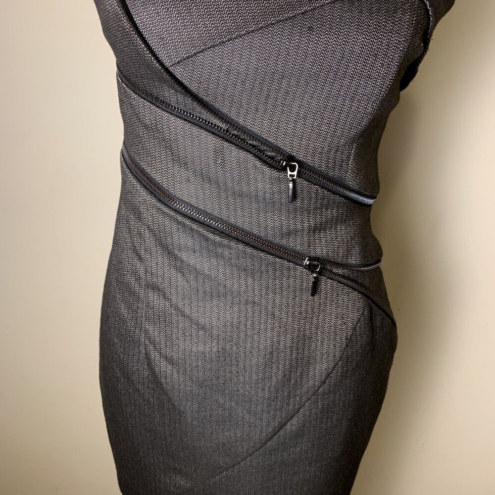 bebe Y2K Women Herringbone Strapless Bodycon Dress Sz 6 Bodycon Party Sexy - Picture 15 of 16